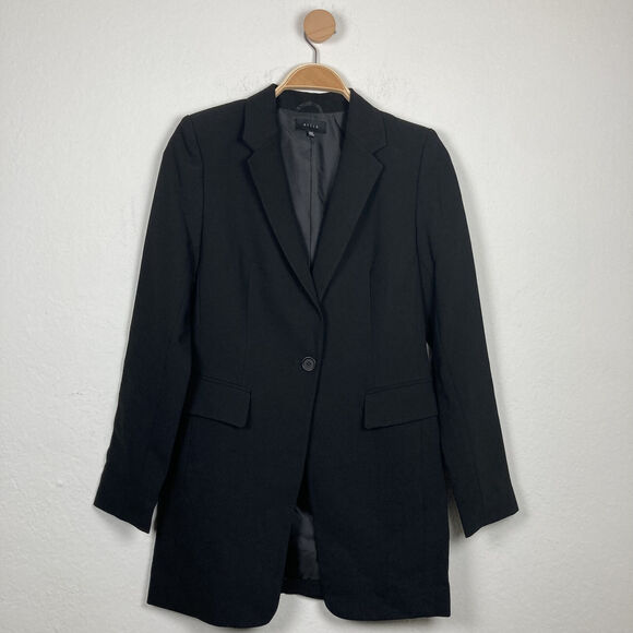 DSTLD WOMENS BLACK LONG SLEEVE ONE BUTTON OVERSIZED FORMAL BLAZER JACKET SIZE XS - Picture 3 of 9